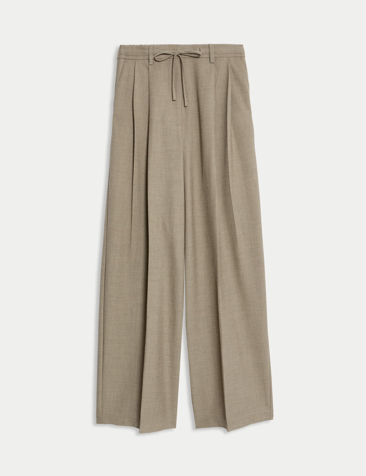 Ön Plise Ve Bağcıklı Geniş Paça Pantolon