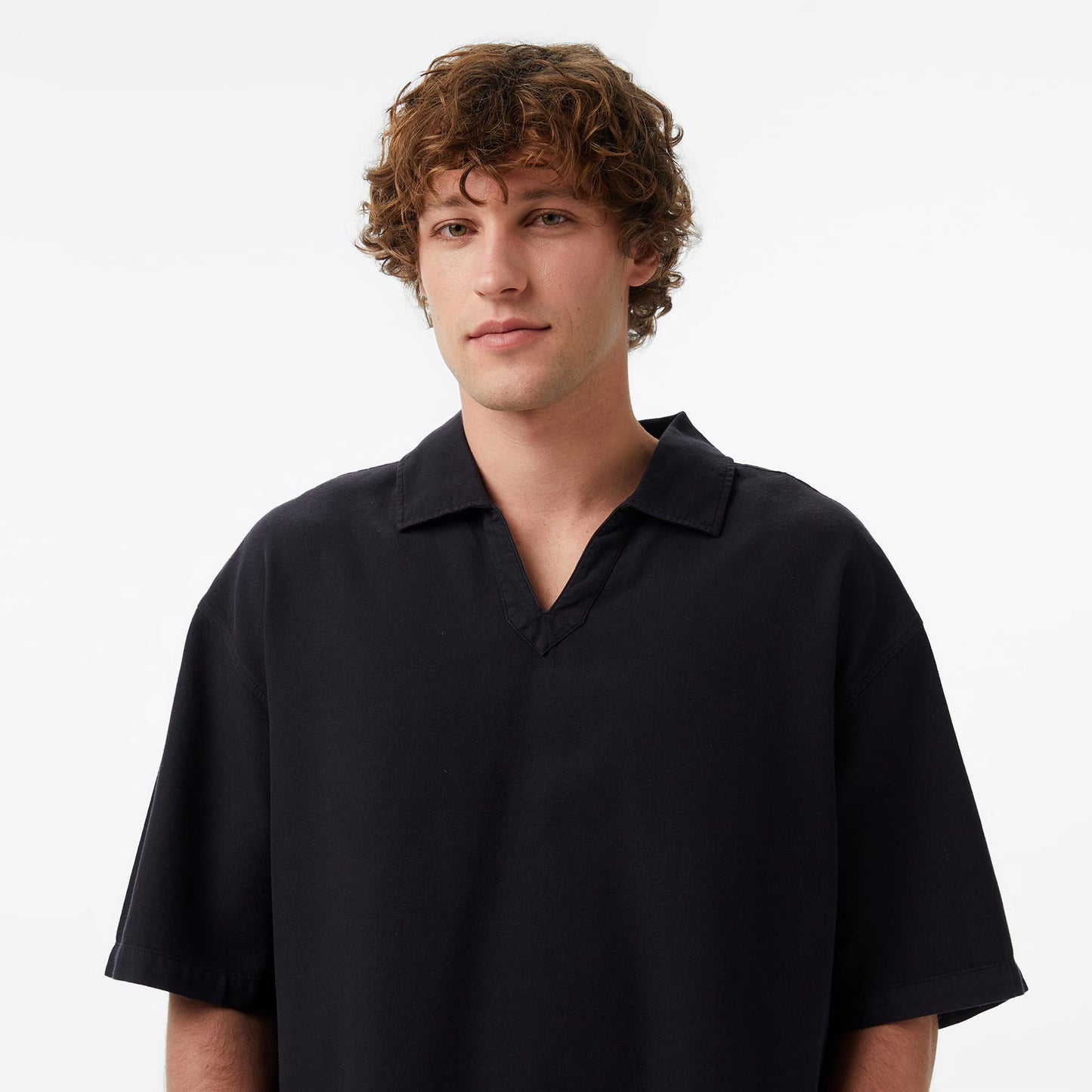 United4 Oversize Fit Erkek Siyah Polo