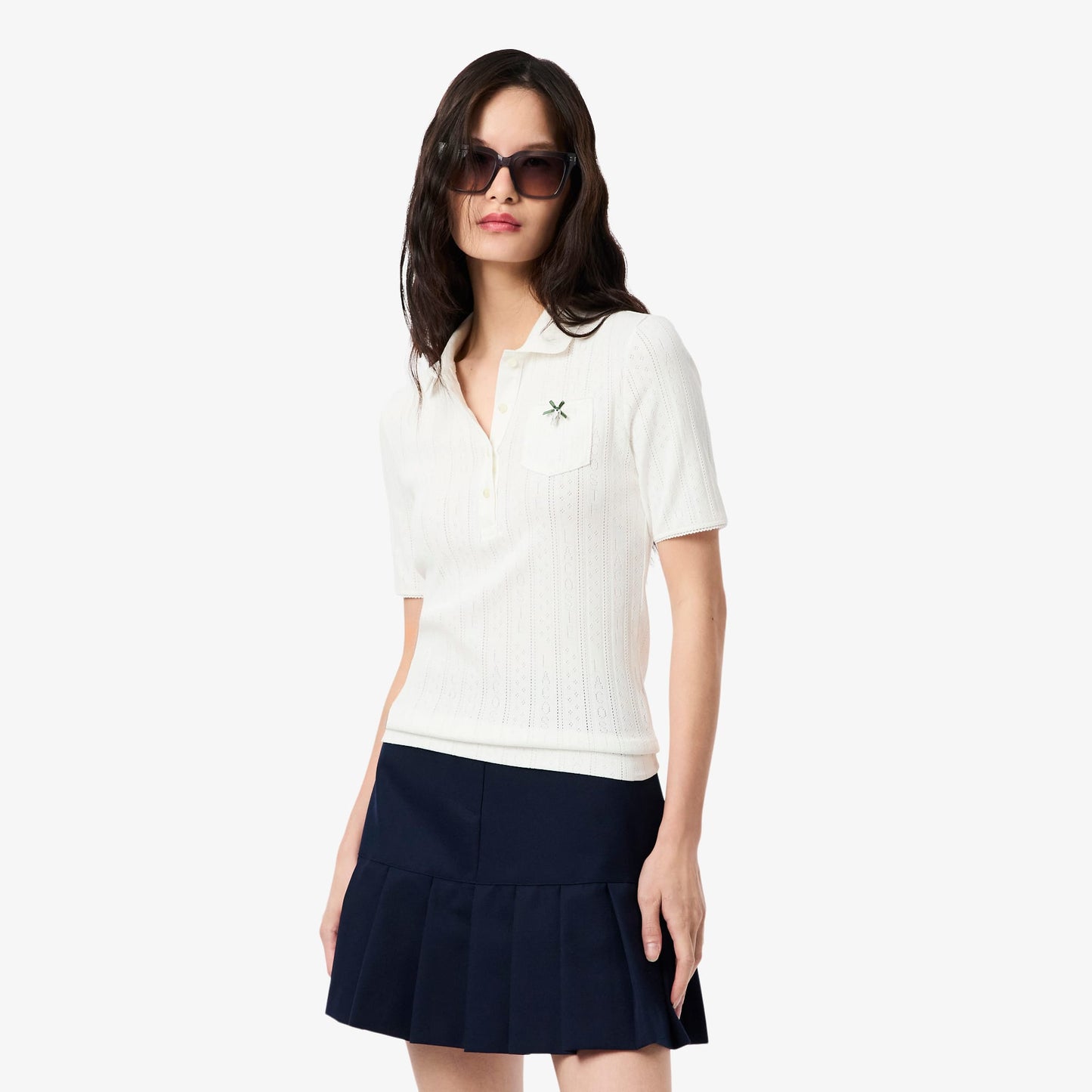 Lacoste L.12.d Kadın Slim Fit Organik Pamuk Beyaz Polo