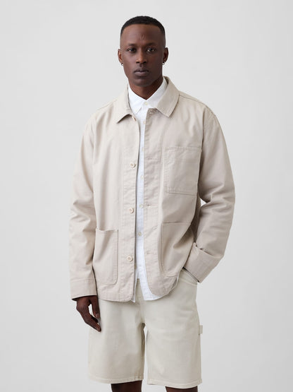 Kırık Beyaz Relaxed Twill Chore Ceket