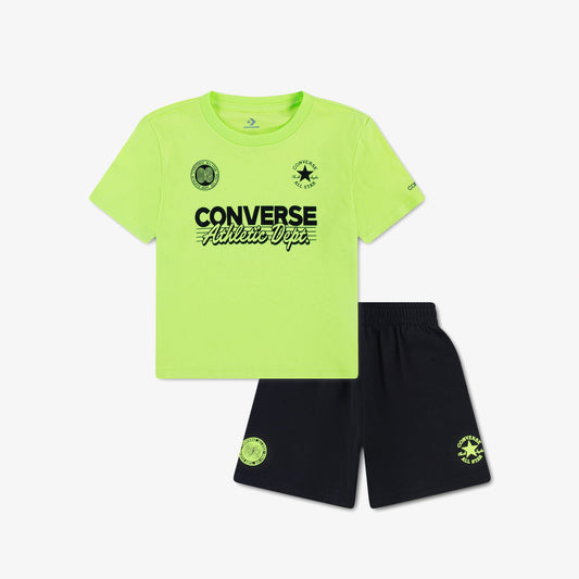 Converse Multi Hit Graphic Çocuk Yeşil T-shirt Şort Takım