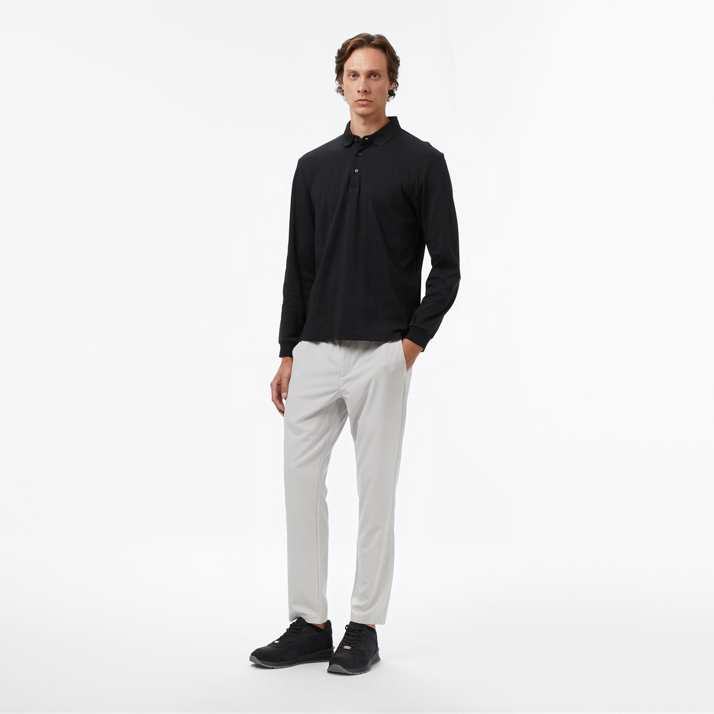 Nautica Erkek Siyah Classic Fit Uzun Kollu Polo Yaka T-shirt