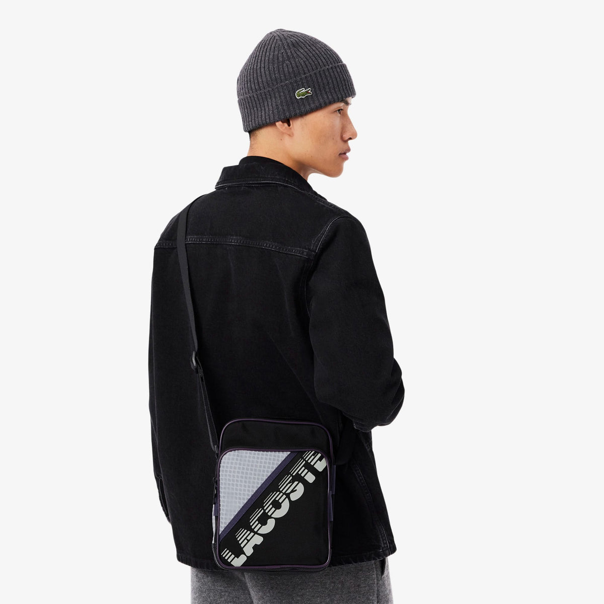 Lacoste Erkek Baskılı Siyah Postacı Çantası