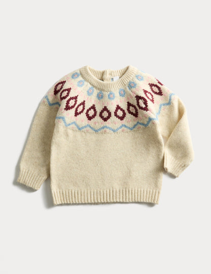 Fair Isle Desenli Triko Kazak (0–3 Yaş)