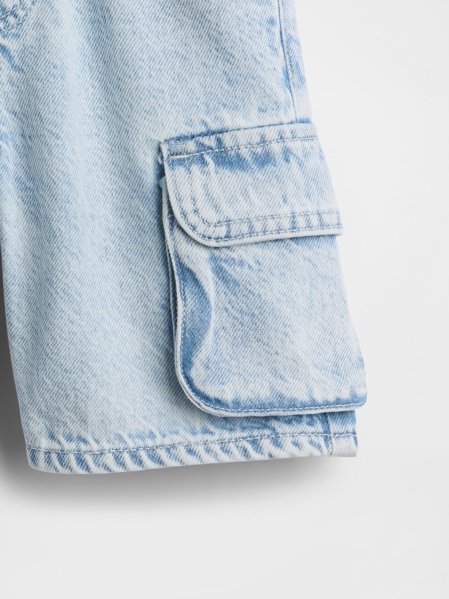 Açık Mavi Ultrasoft Denim Pull-on Kargo Şort