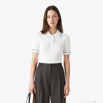 Lacoste Slim Fit Kadın Beyaz Triko