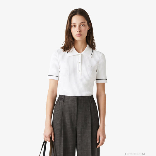 Lacoste Slim Fit Kadın Beyaz Triko