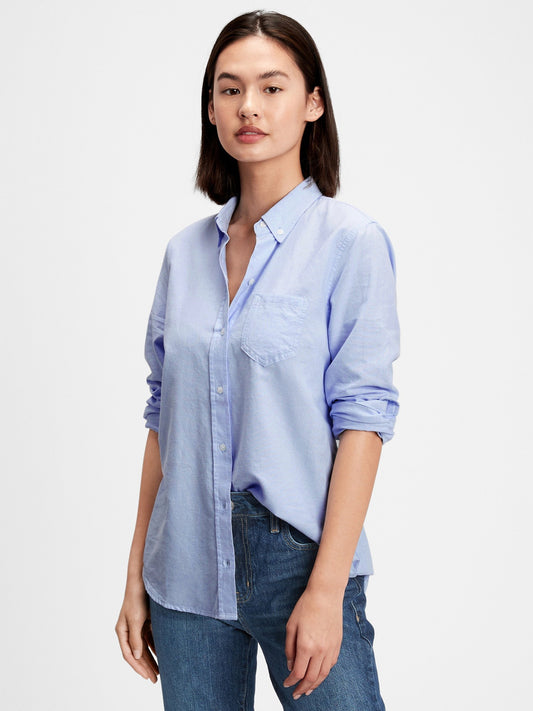 Açık Mavi Oxford Boyfriend Gömlek