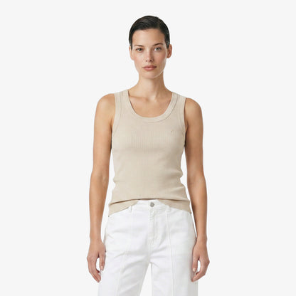 Nautica Kadın Bej Slim Fit Kolsuz T-shirt