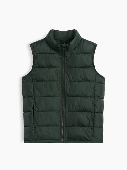 Koyu Yeşil Recycled Lightweight Puffer Şişme Yelek