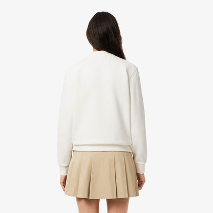 Lacoste Kadın Relaxed Fit Bisiklet Yaka Beyaz Sweatshirt
