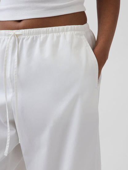 Beyaz Poplin Easy Barrel Pantolon