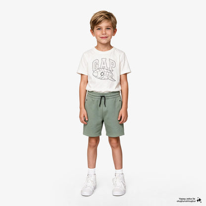 Gap Roket Grafik Baskılı Çocuk Beyaz T-shirt