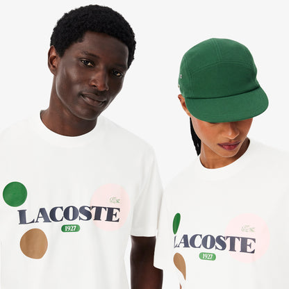 Lacoste Unisex Classic Fit Bisiklet Yaka Baskılı Beyaz T-shirt