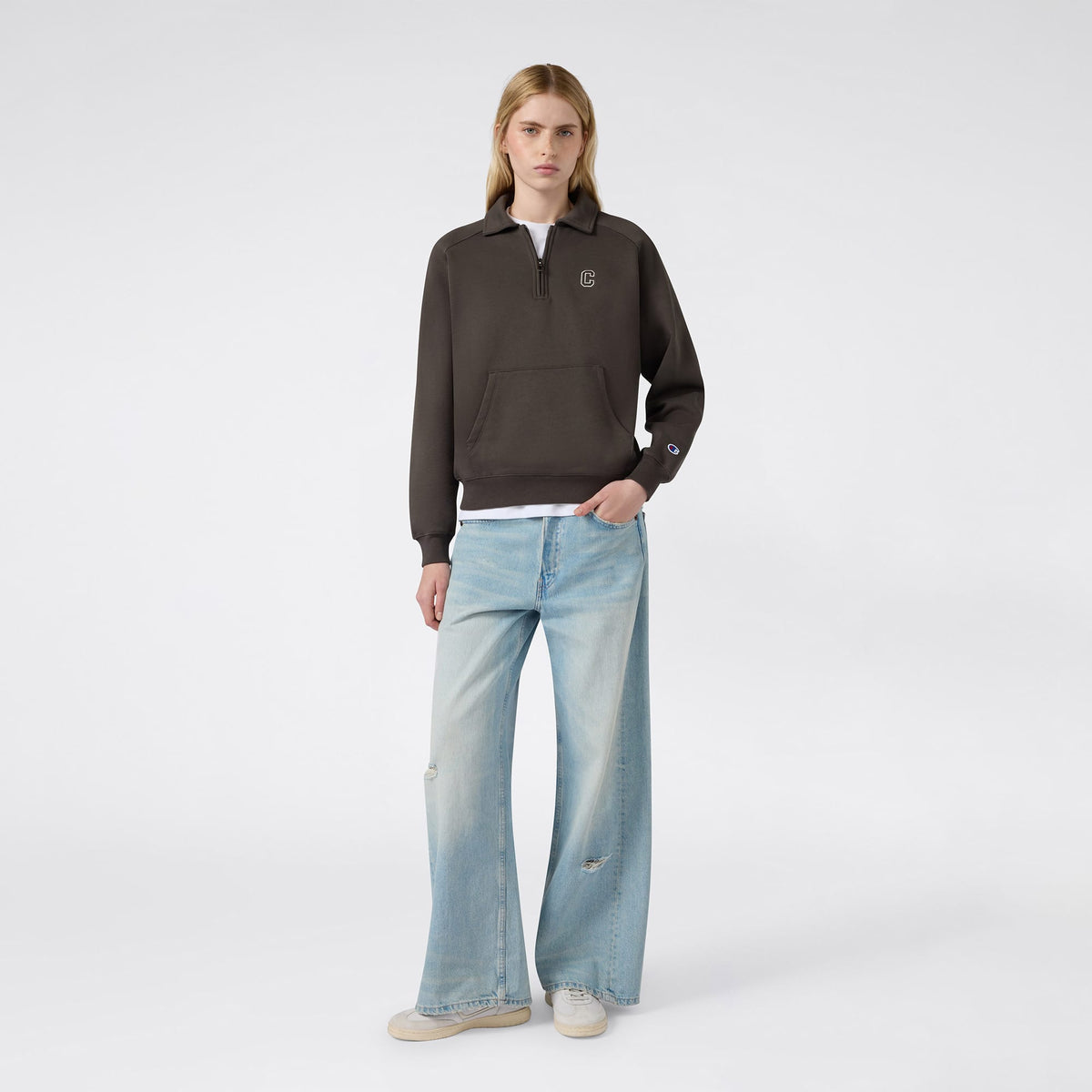 Champion Half Zip Kadın Yeşil Sweatshirt