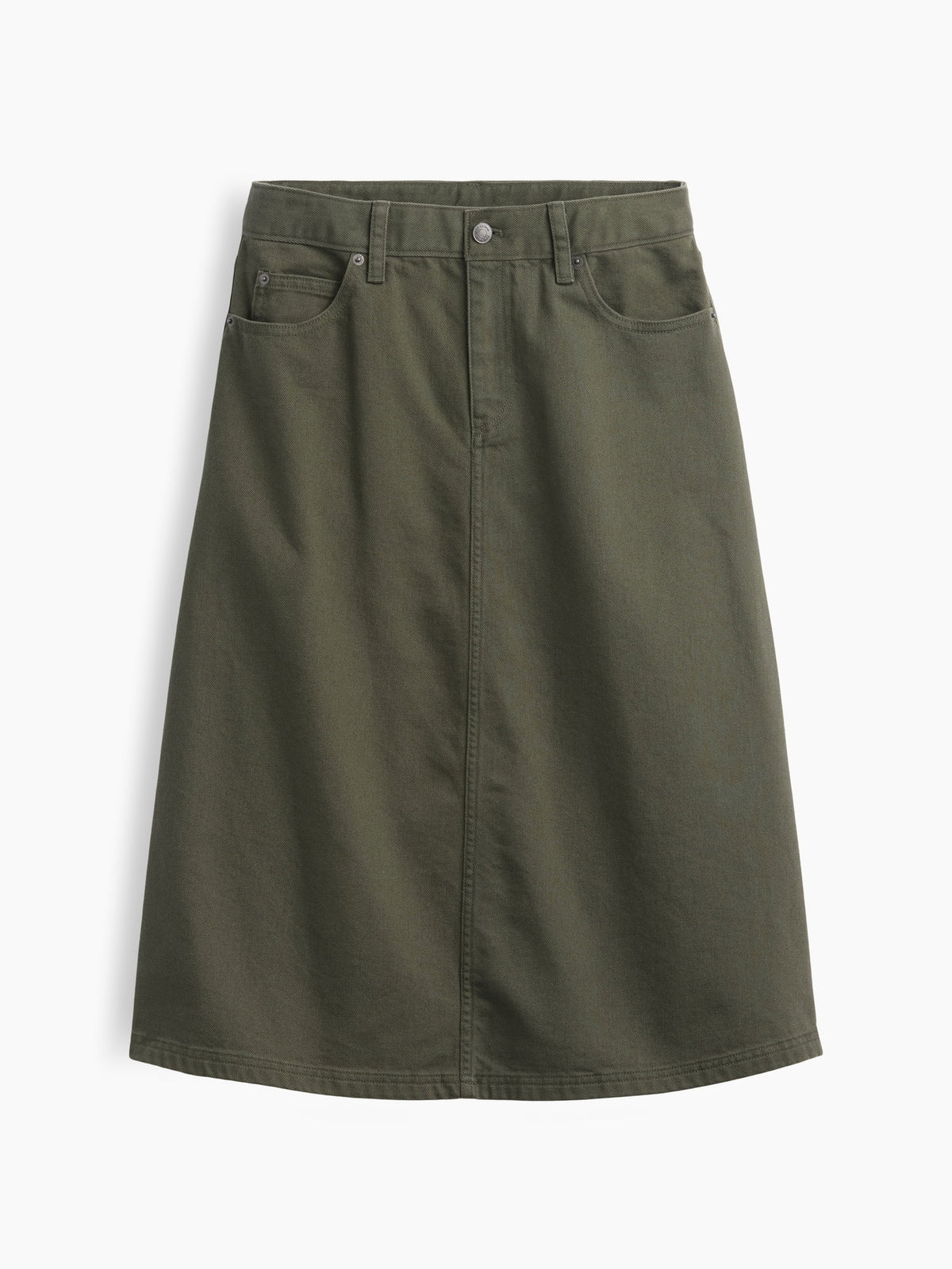 Haki Twill Midi Etek