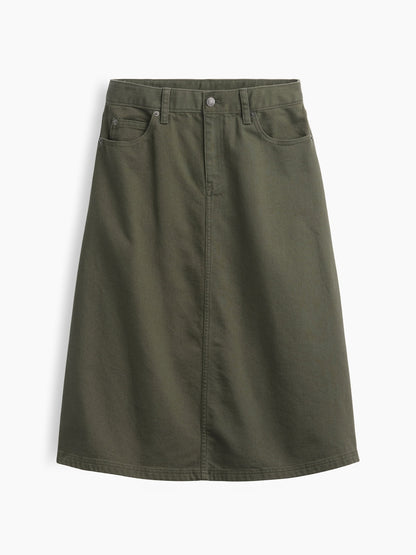 Haki Twill Midi Etek