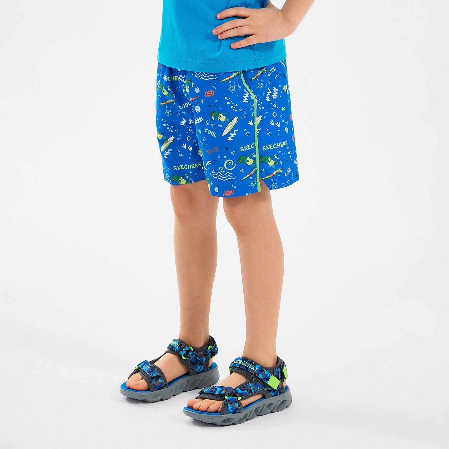 Skechers B5 Inch Allover Print Çocuk Mavi Deniz Şortu