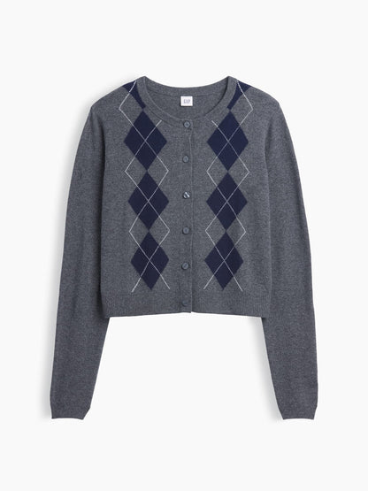 Gri Cashsoft Crop Bisiklet Yaka Hırka