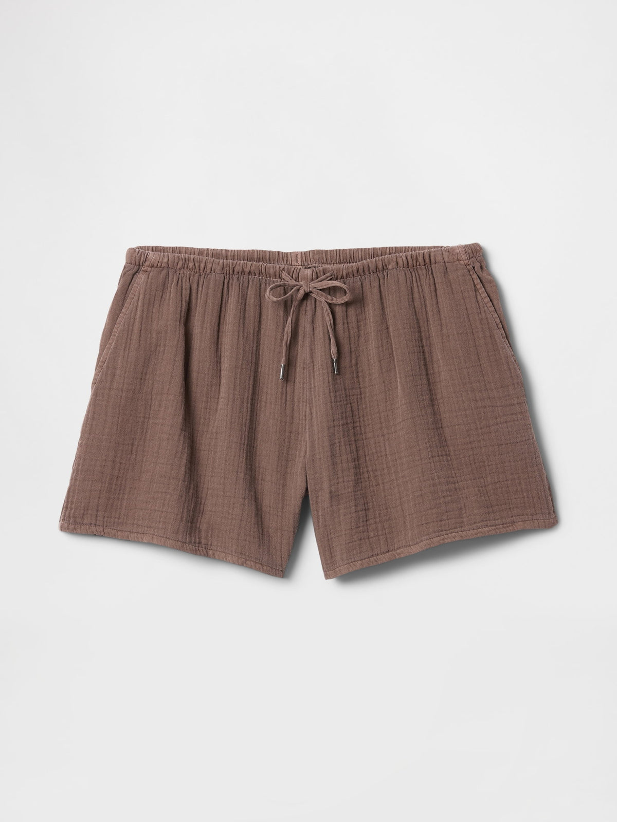 Kahverengi Crinkle Gauze Easy Şort
