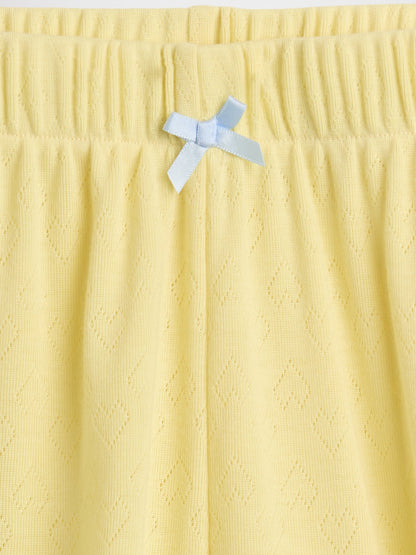 Sarı Recycled Pointelle Pijama Şort
