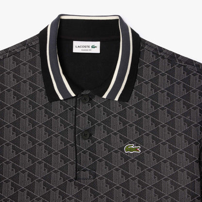 Lacoste Classic Fit Contrast Collar Monogram Erkek Gri Polo