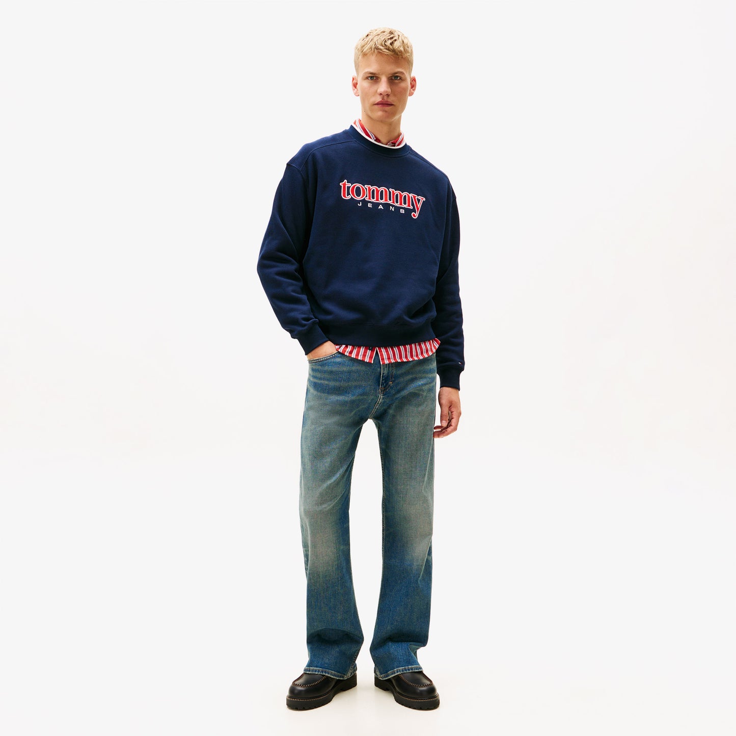 Tommy Hilfiger Erkek 90s Texture Graphic Erkek Lacivert Sweatshirt