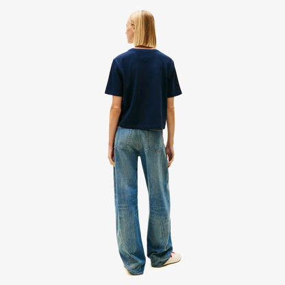 Tommy Hilfiger Boxy Tommy Applique Kadın Mavi T-shirt