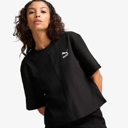 Puma Classıcs Ribbed Relaxed Kadın Siyah T-shirt
