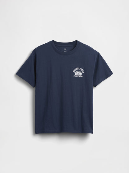 Lacivert Relaxed Grafik Logo T-shirt