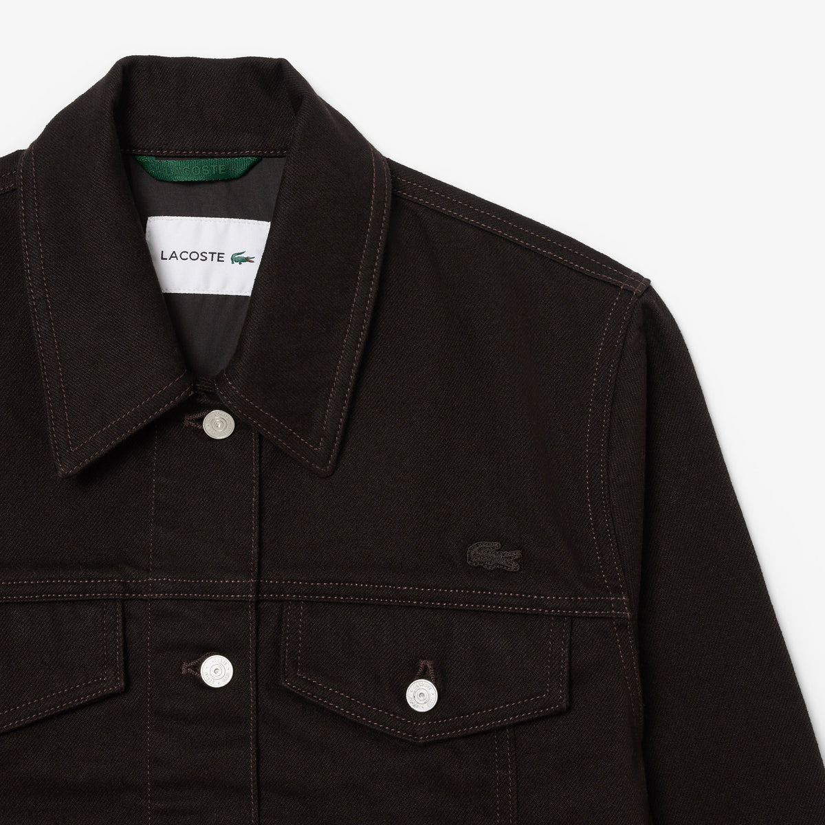 Lacoste Kadın Slim Fit Denim Koyu Kahverengi Ceket