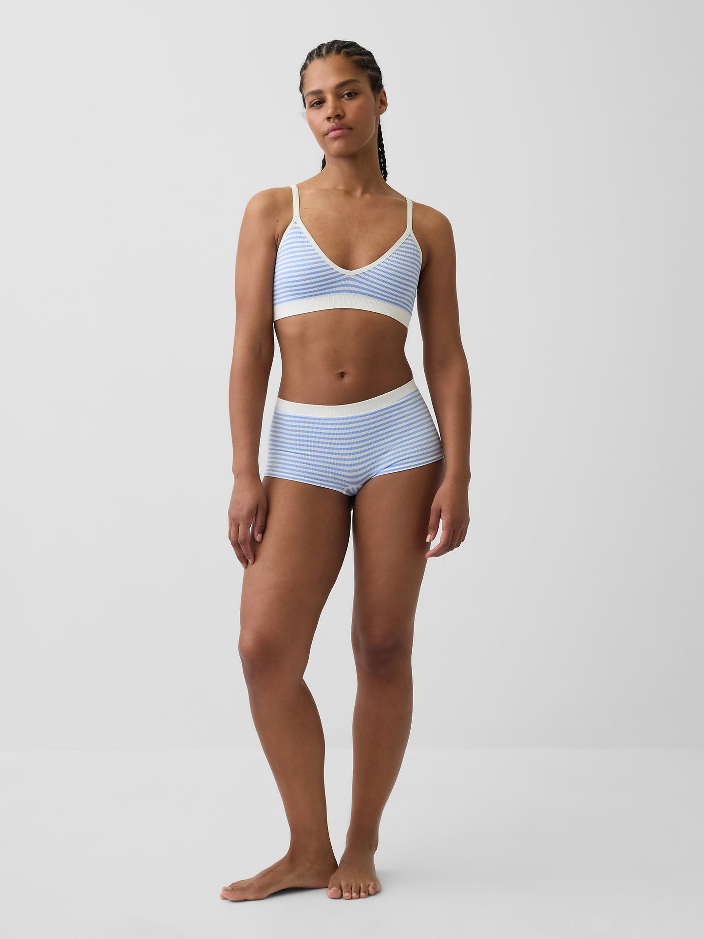 Açık Mavi Seamless Fitilli Triangle Bralet