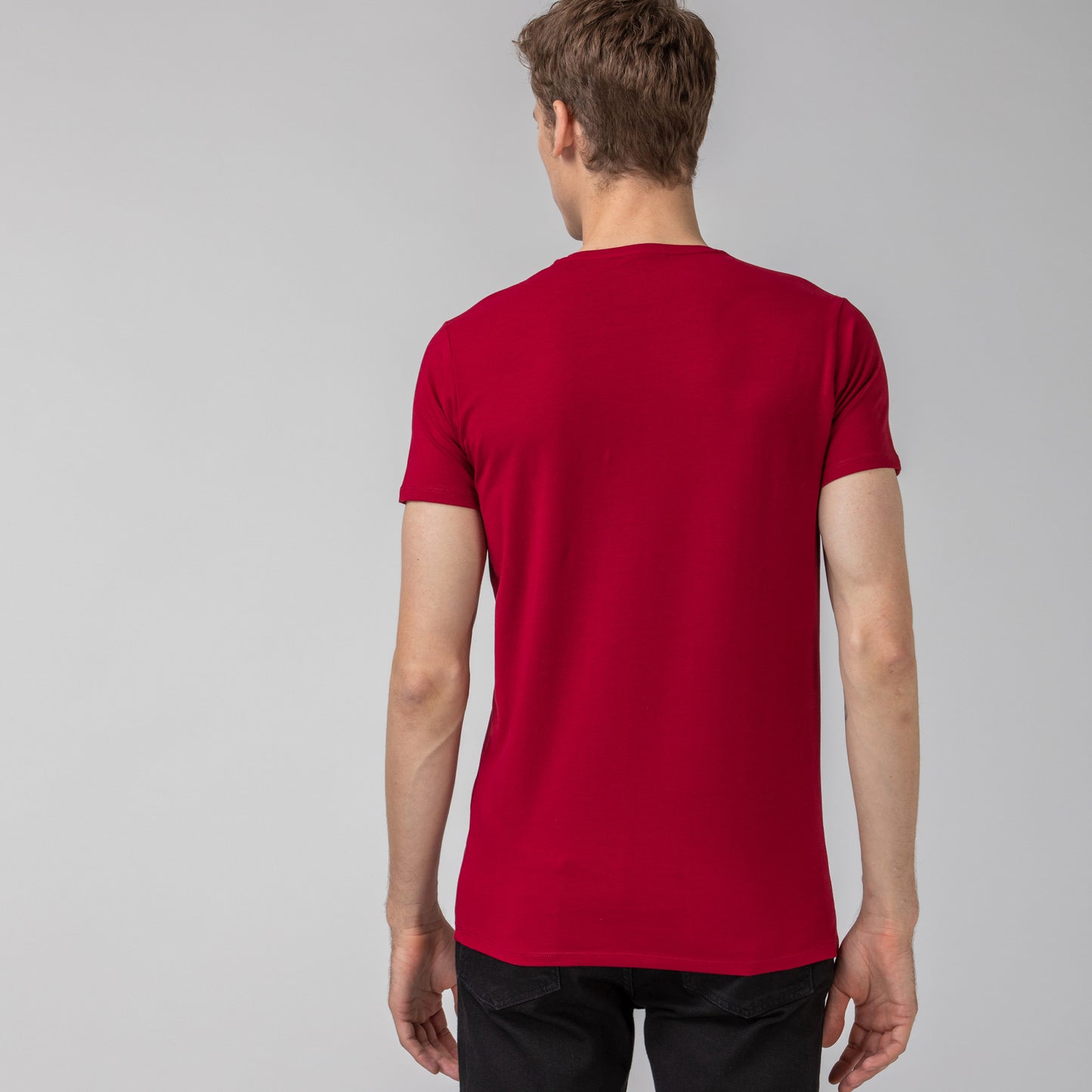 Lacoste Erkek Slim Fit Bisiklet Yaka Bordo T-shirt