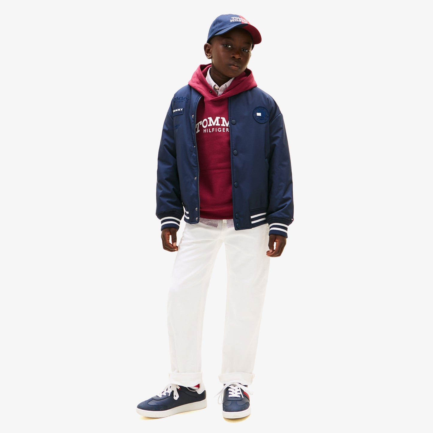 Tommy Hilfiger Padded Graphic Bomber Çocuk Mavi Ceket