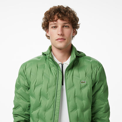 Lacoste Erkek Regular Fit Dik Yaka Kapitone Yeşil Mont