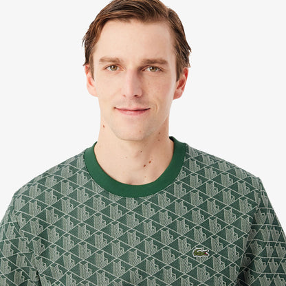 Lacoste Erkek Classic Fit Bisiklet Yaka Monogram Koyu Yeşil T-shirt