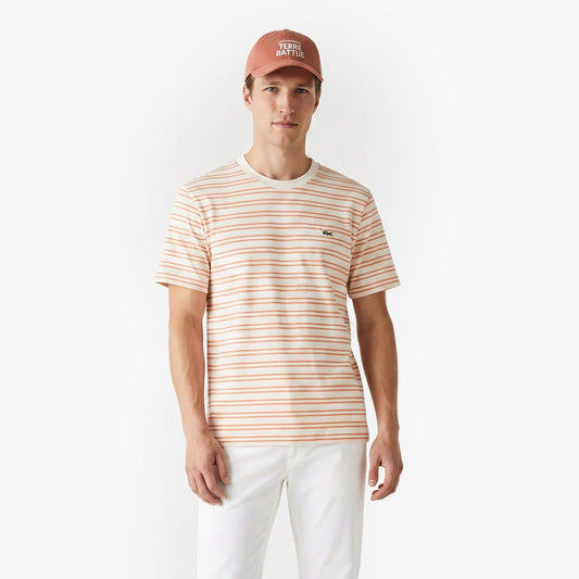 Lacoste Erkek Classic Fit Polo Yaka Çizgili Turuncu T-shirt