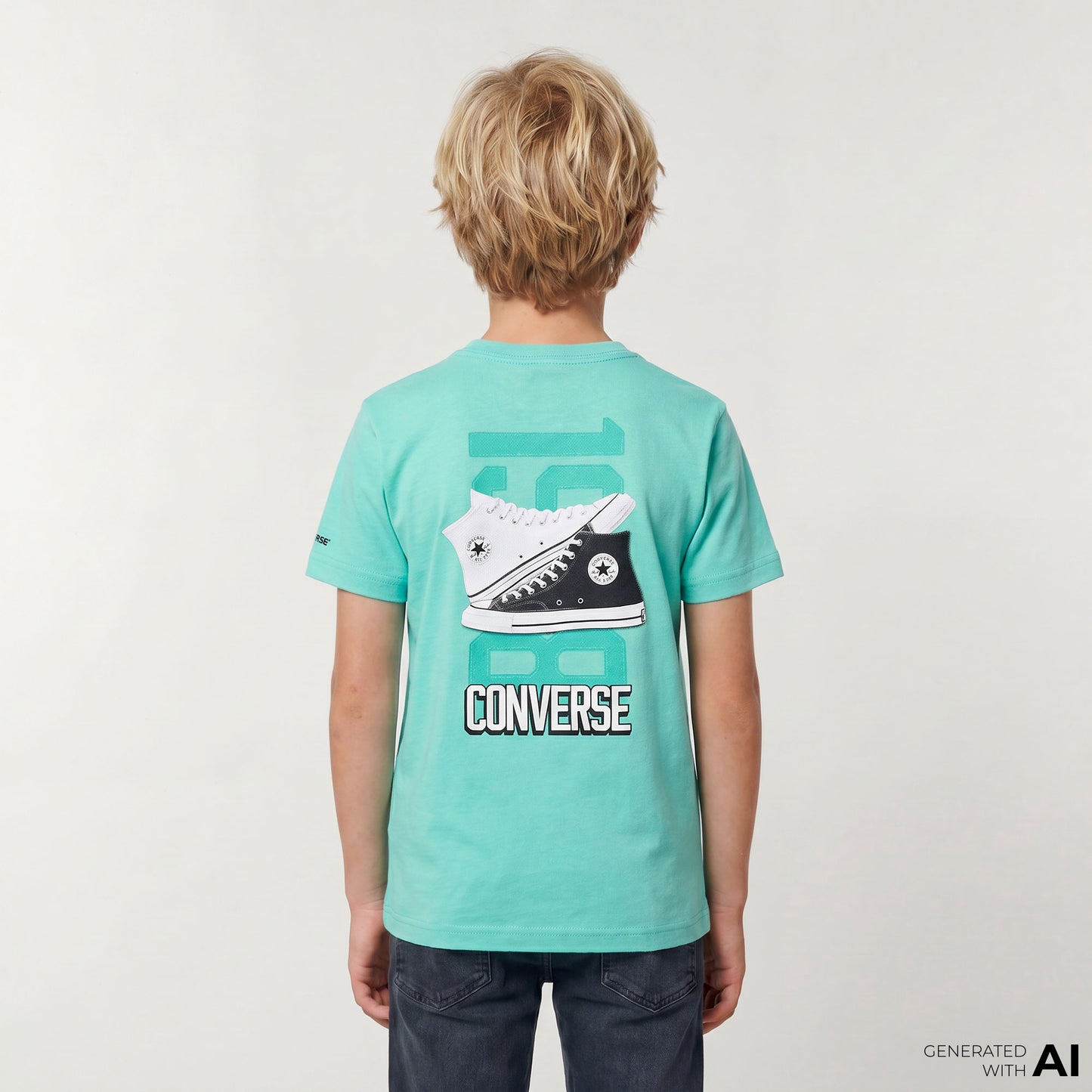 Converse Retro Font Sneaker Çocuk Yeşil T-shirt