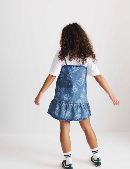 Desenli Denim Elbise & Tişört