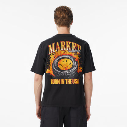 Market Smiley Burnt Rubber Erkek Gri T-shirt