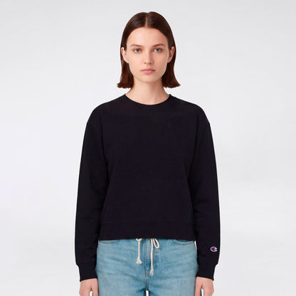 Champion Crewneck Regular Fit Kadın Siyah Sweatshirt