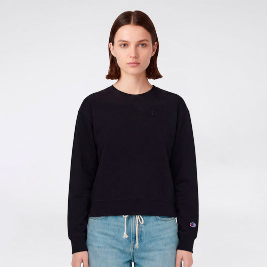 Champion Crewneck Regular Fit Kadın Siyah Sweatshirt