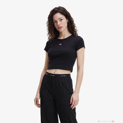 Calvin Klein Ponte Logo Kadın Siyah Eşofman Altı