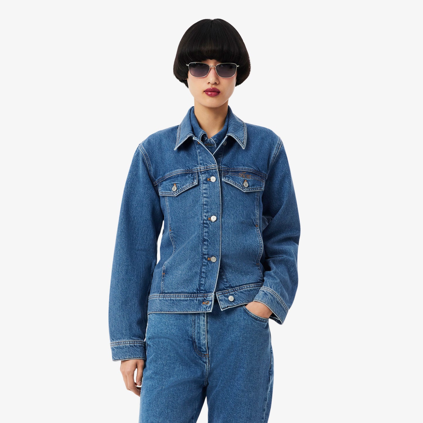 Lacoste Kadın Uzun Kollu Denim Mavi Ceket