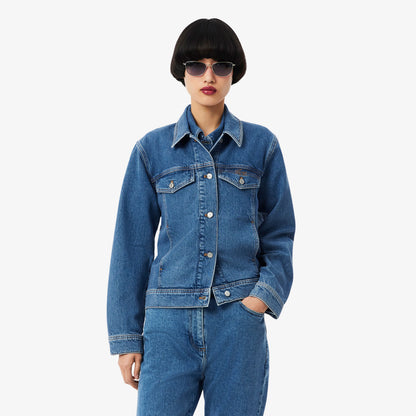 Lacoste Kadın Uzun Kollu Denim Mavi Ceket