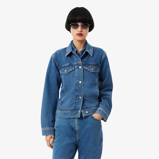 Lacoste Kadın Uzun Kollu Denim Mavi Ceket