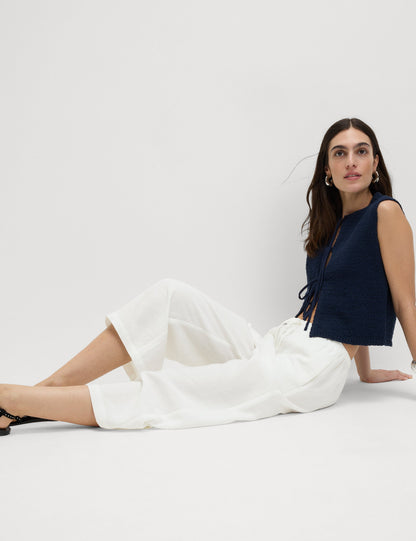 Lyocell Wide Leg Crop Pantolon