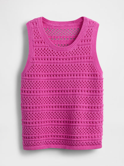 Pembe Kroşe Kolsuz Üst