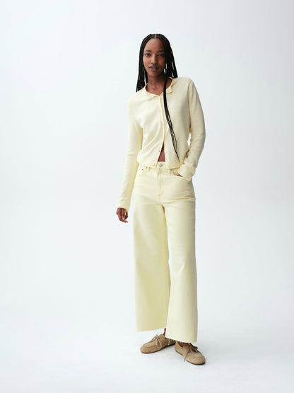 Sarı High Rise Stride Wide-leg Ankle Jean Pantolon