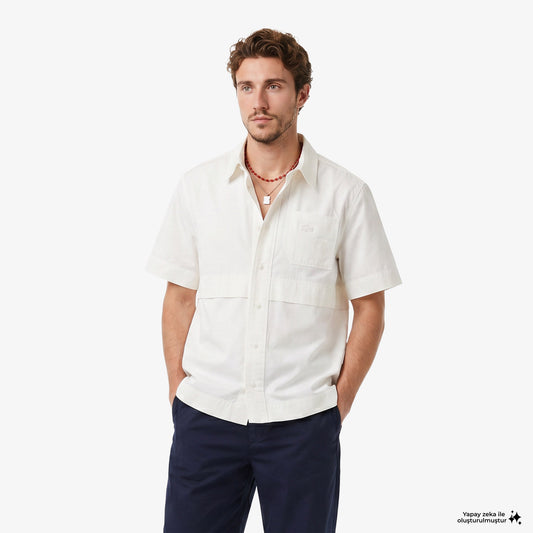 House Of Superstep X Lacoste Kapsul Koleksiyon Erkek Beyaz Gömlek